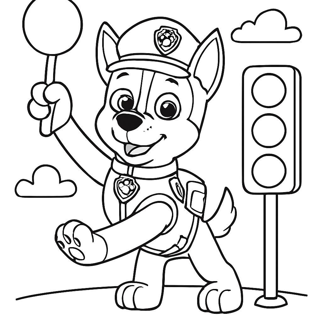 Paw Patrol's Chase directing traffic